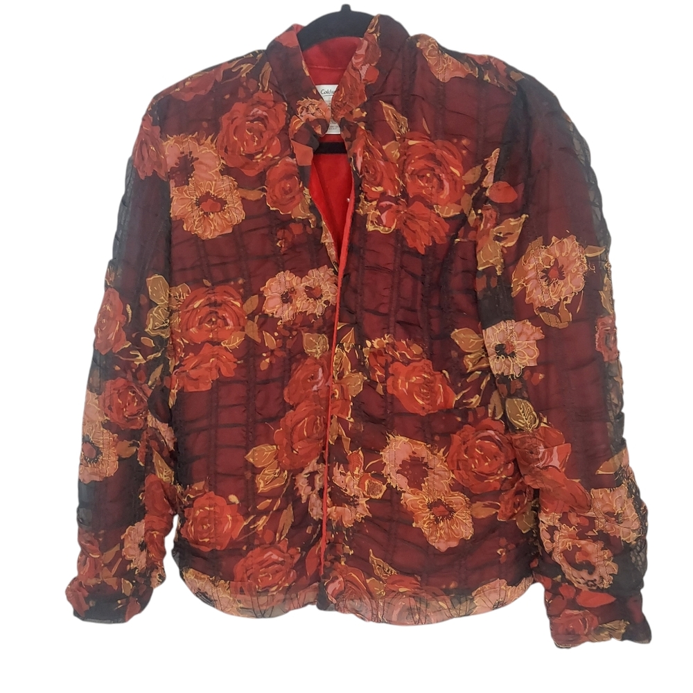 Sheer Overlay Velvet Floral  Baroque Jacket Coldwater Creek Size PS